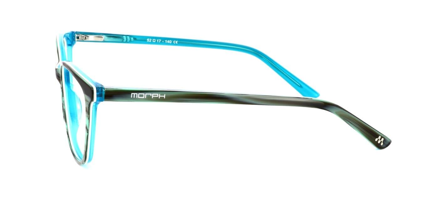 Tropea - Ladies shiny blue striped oval shaped acetate glasses with flex hinges - image view 2