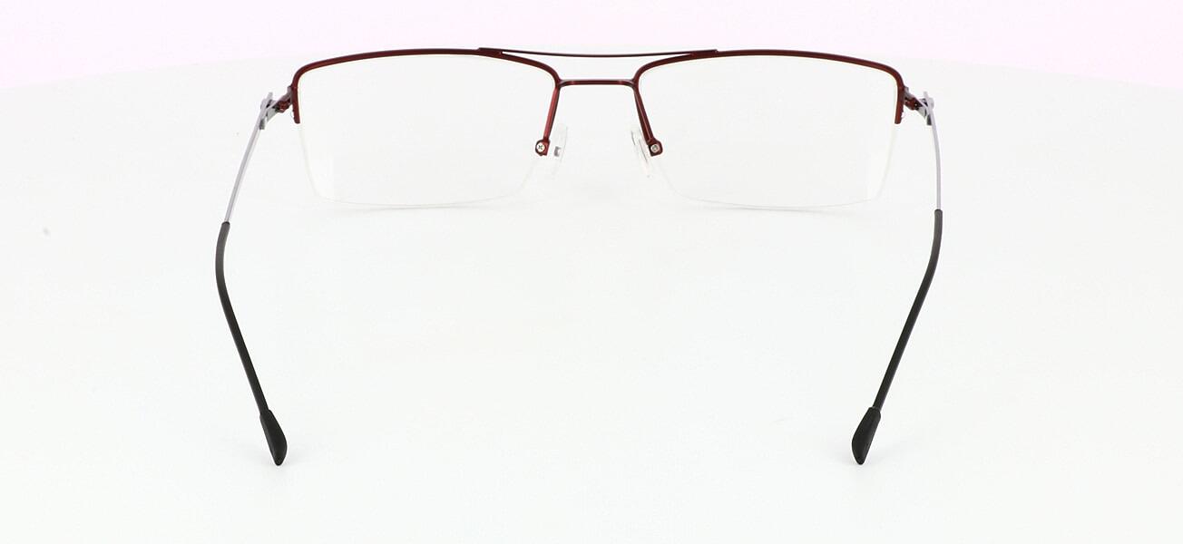 Gerosa - Gent's semi-rimless glasses frame with burgundy metal face and shiny gunmetal arms - image view 3