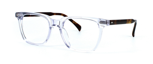 Vega - Clear crystal unisex acetate glasses frame with 5 barrel hinges and tortoise arms. Rectangular shaped lenses - image view 1