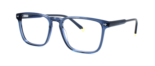 Otter - Unisex acetate glasses with rectangular shaped lenses in crystal blue with sprung hinged temples - image view 1