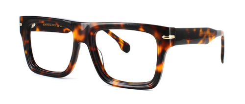 Bowyer & Finch Lapislazuli - Tortoise gent's hand made premium acetate glasses with rectangular shaped lenses . Quality five bar barrel hinges to matching tortoise acetate arms - image view 1