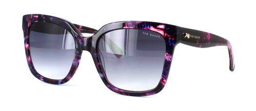 Ted Baker Sandi - Women's large acetate sunglasses in purple tortoise with matching barrel hinged arms - image view 1