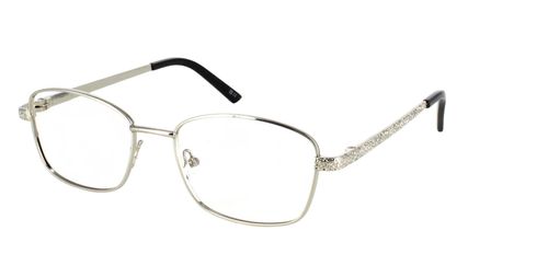 ban women's rectangular metal full rim optical frames in silver with sprung hinges - image view 1