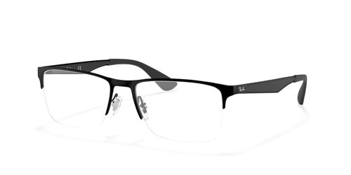 Ray Ban 6335 2503 men's square metal semi rimless optical frames in black with fixed hinges - image view 1