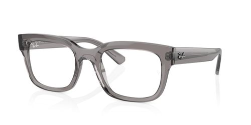 Ray Ban 7217 8263 unisex's rectangular acetate full rim optical frames in crystal grey with fixed hinges - image view 2