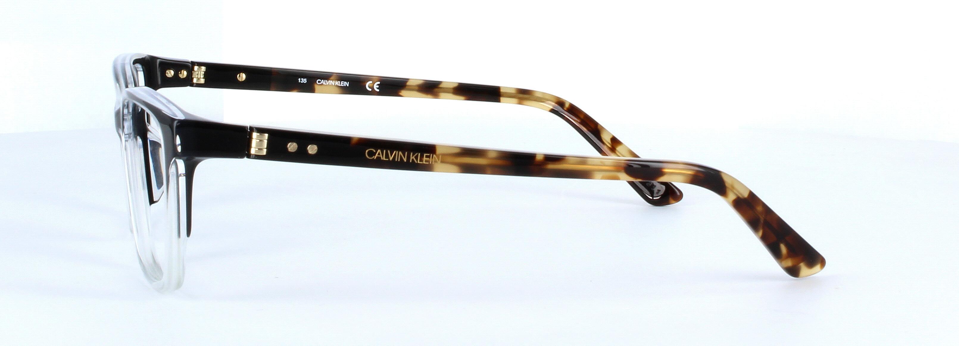 CK19506-095 - Unisex 2-tone acetate glasses with spring hinged arms - Black & crystal - image view 2