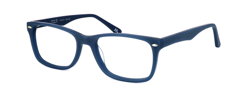 Hackleton - ladies matt blue acetate glasses with sprung hinge temples. This frame has rectangular shaped lenses - image view 1