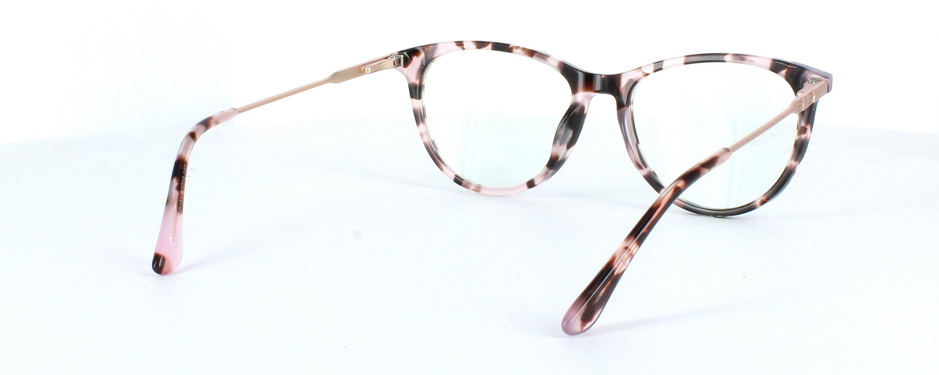 Edward Scotts BJ9202 C617 - Women's oval shaped shiny tortoise acetate glasses with gold metal spring hinged arms - image view 4