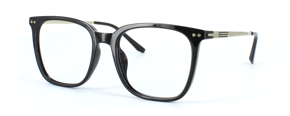 Edward Scotts ST6202 - Shiny black - Gent's acetate frame with square shaped lenses with silver titanium arms - image view 1