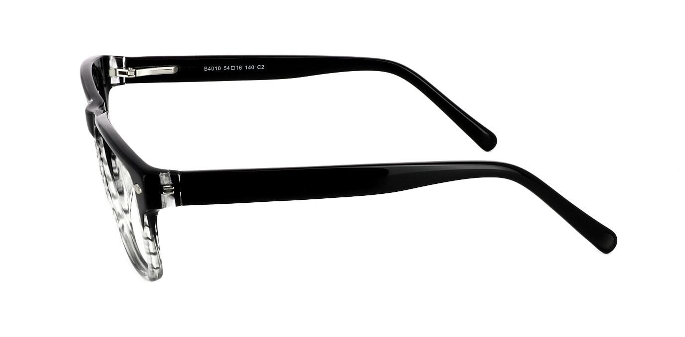 Cortino - Unisex black & crystal rectangular shaped graduated frame with sprung hinge temples - image view 5
