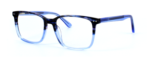Filton - Unisex acetate glasses graduating from dark blue top to light blue bottom and crystal blue sprung hinged arms - image view 1