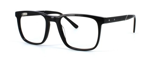Vermeer - Sleek unisex rectangular shaped acetate glasses in shiny black with sprung hinged temples - image view 1