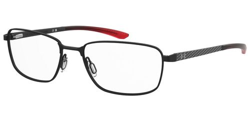 Gent's black stainless steel rectangular shaped glasses with carbon fiber temples with rubber coated inserts and ear tips and adjustable nose pads - image view 1