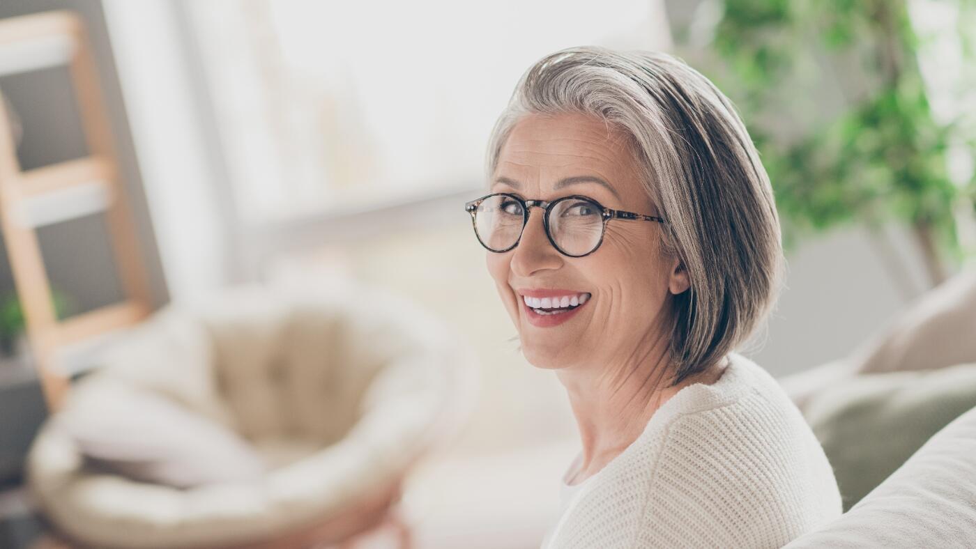 Woman wearing varifocal glasses