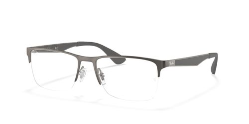 Ray Ban 6335 2855 men's square metal semi rimless optical frames in gunmetal with  hinges - image view 2