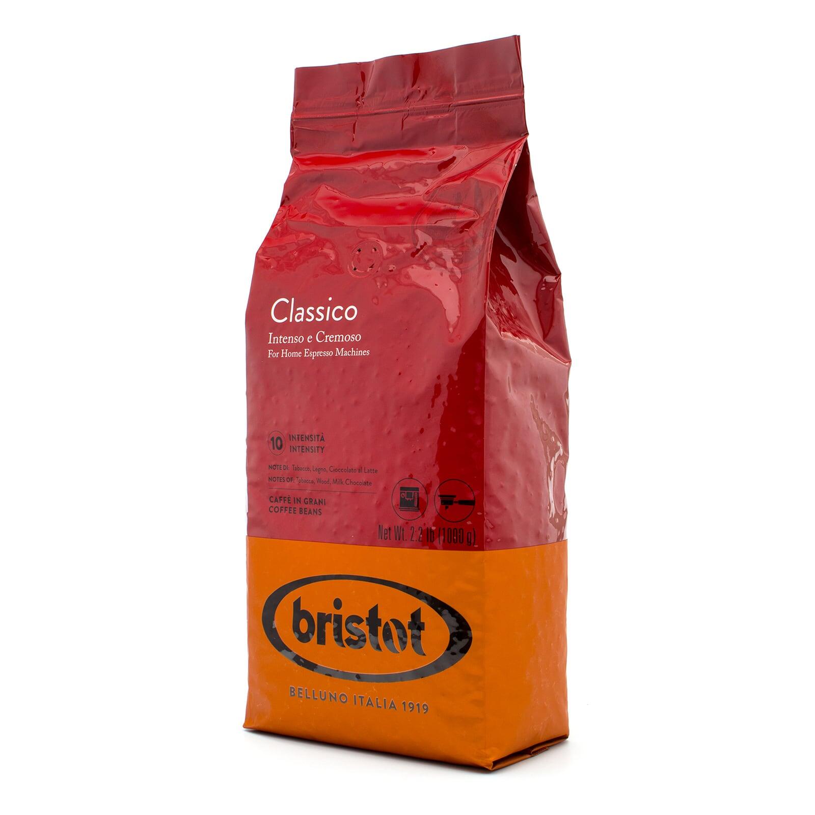 Bristot Classico coffee beans, 1 kg bag, side