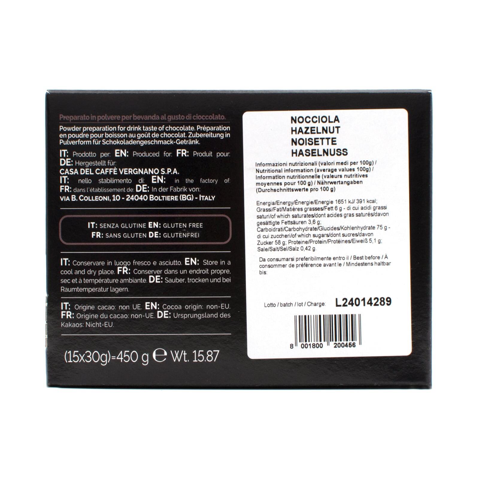 Caffè Vergnano 1882 Hot Chocolate Instant - Hazelnut - 15 x 30g – additional view 5