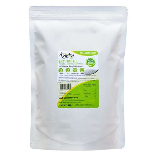 Erythritol 1kg 2kg - ZERO Calorie 100% Natural Sugar Replacement – product label 2
