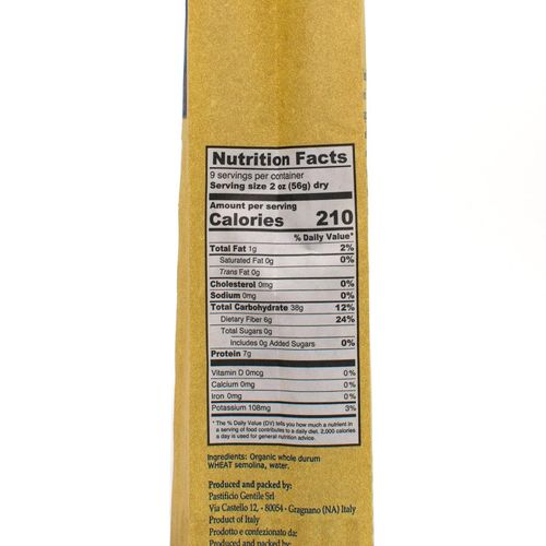 GENTILE Organic Whole Durum Wheat Semolina pasta 500g "Spaghetti - 8 minutes" – additional view