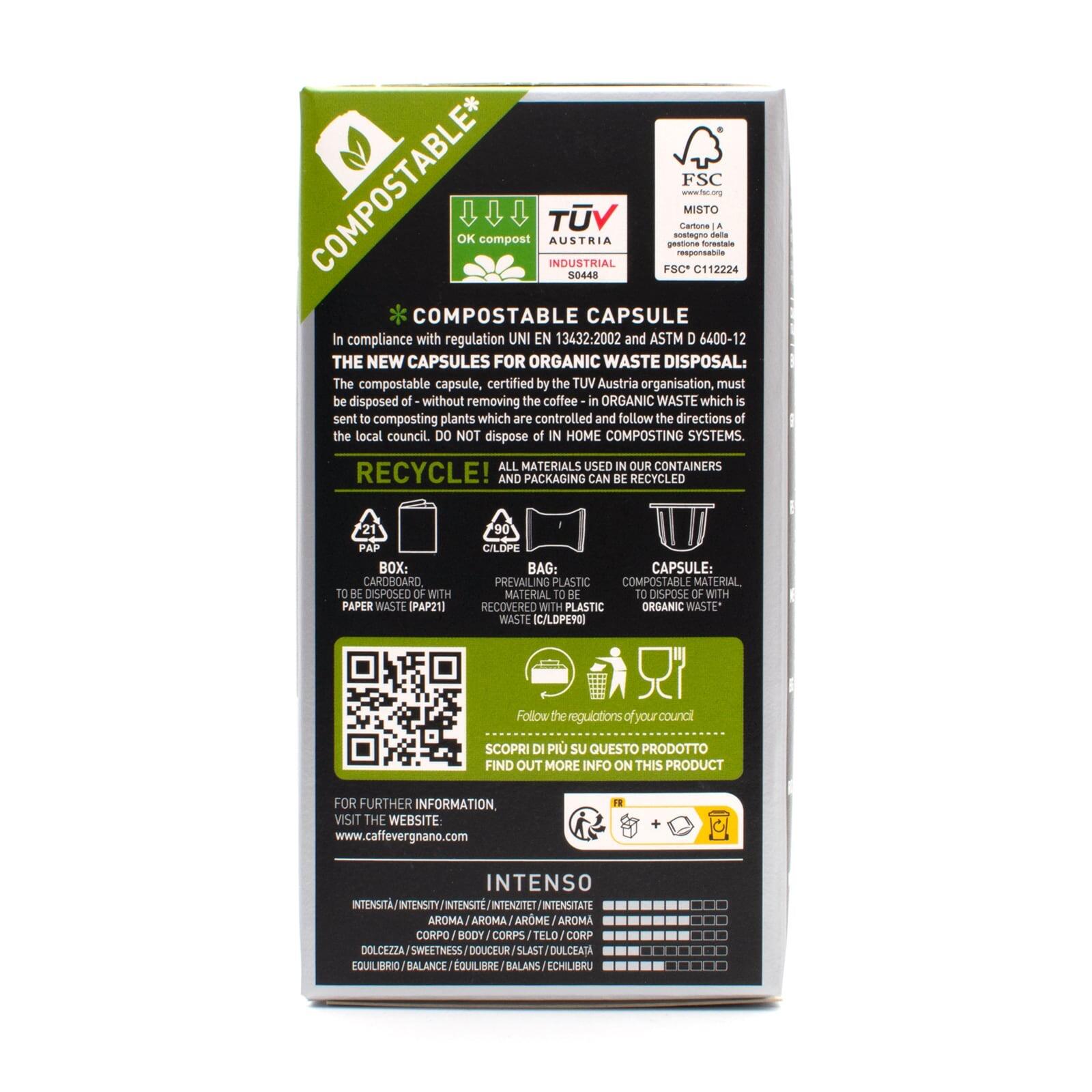 Caffè Vergnano 1882 Intenso 10 Capsules NESPRESSO Compatible - Compostable – additional view