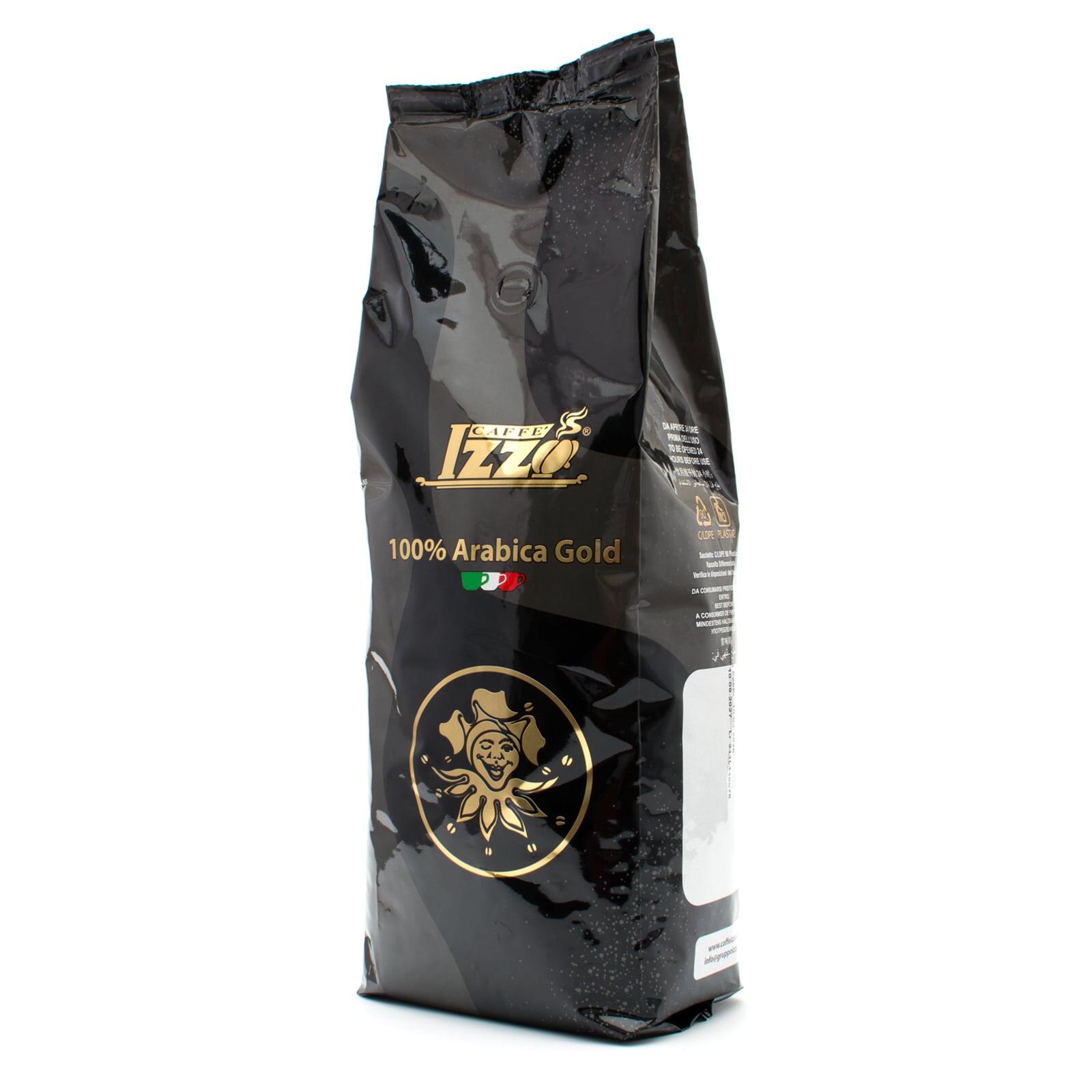 Izzo Gold 100% Arabica coffee beans, 1 kg bag, side