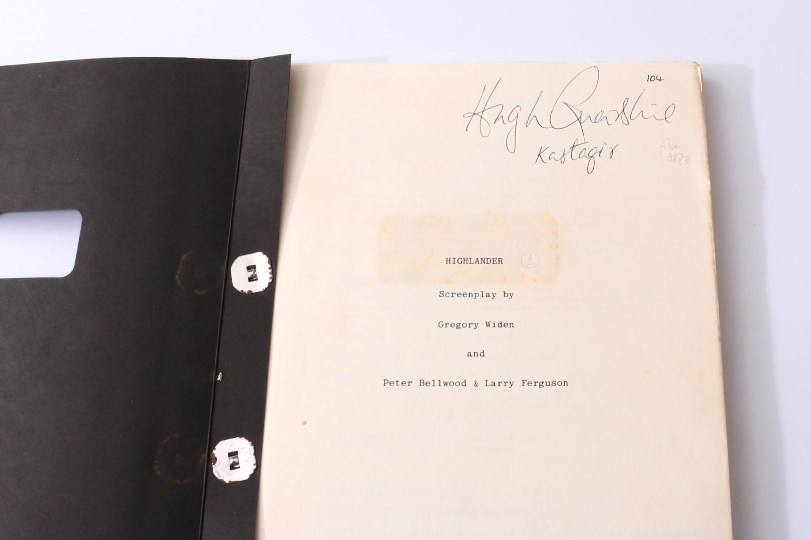 Gregory Widen, Peter Bellwood & Larry Ferguson - Highlander - Hugh Quarshie's Copy - Davis/Panzer Productions, 1985, Manuscript.