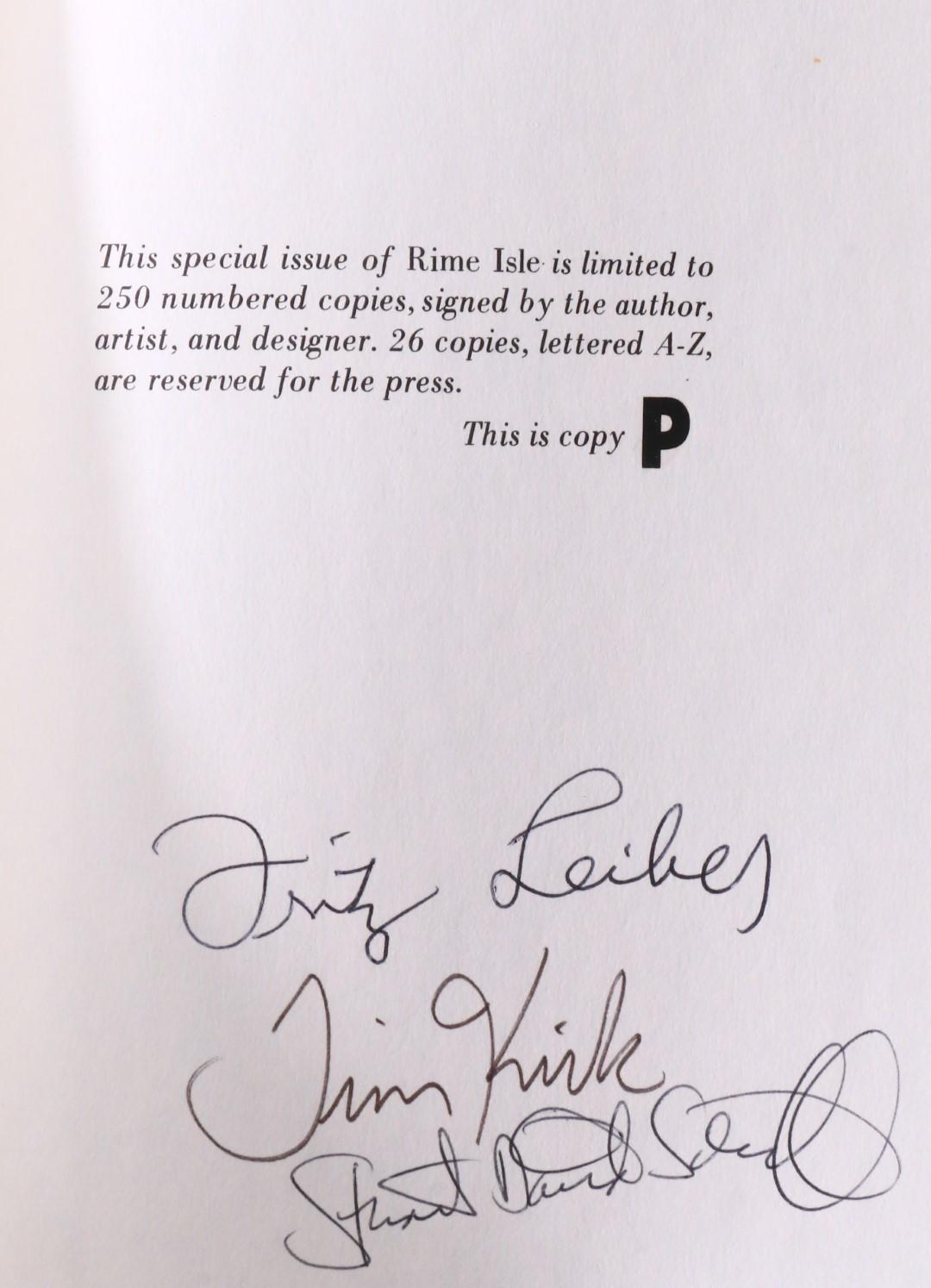 Fritz Leiber - Rime Isle - Whispers Press, 1977, Signed Limited Edition.