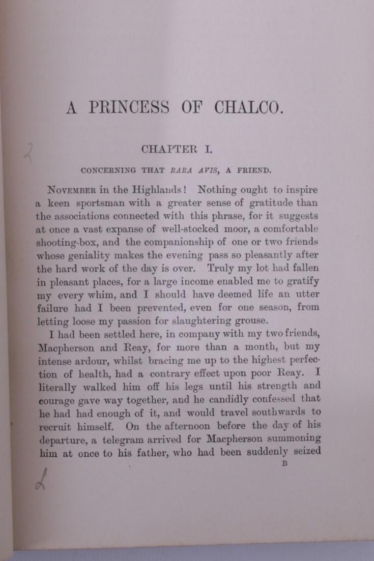 A. Wall - A Princess of Chalco - Chapman & Hall, 1892, First Edition.