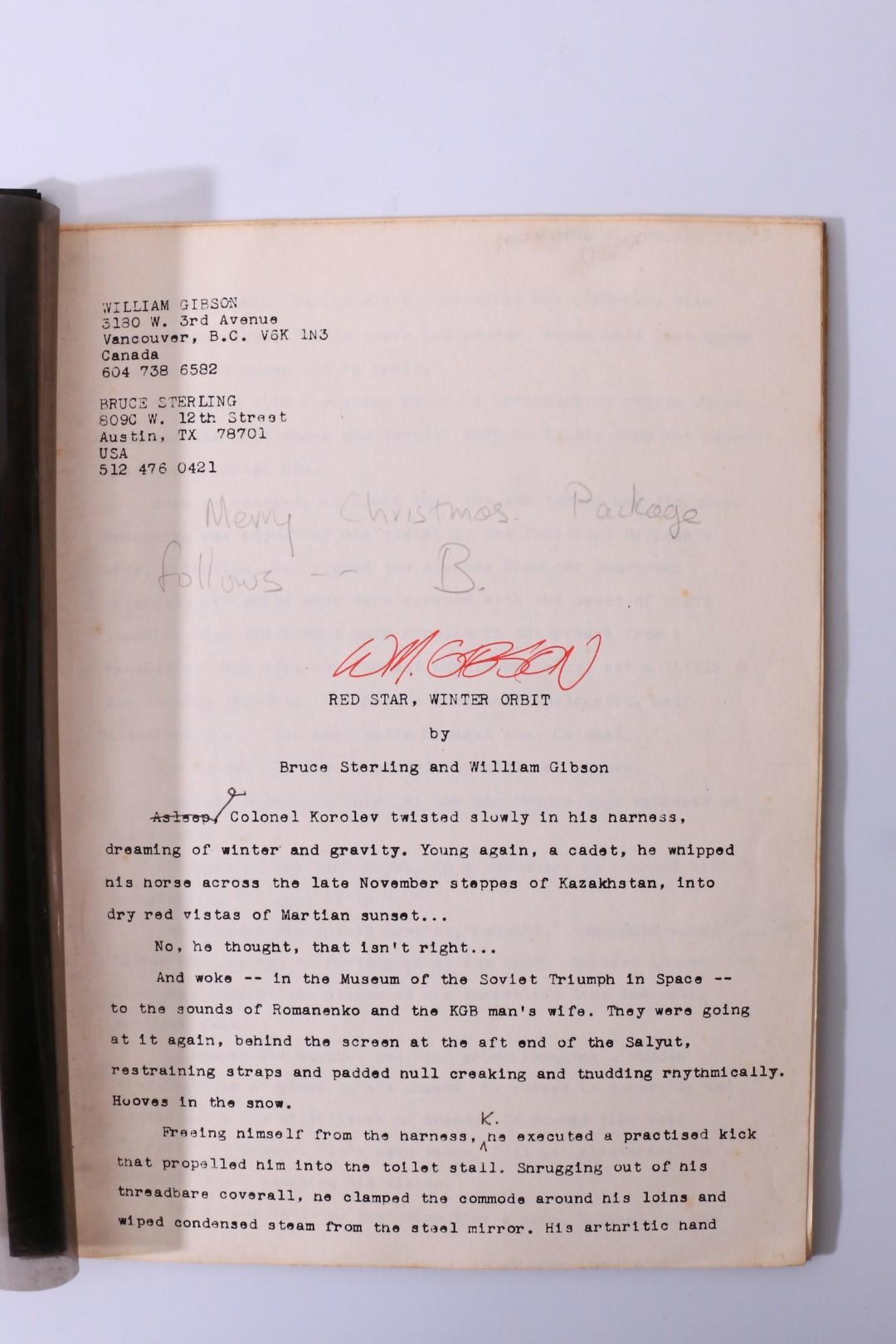 William Gibson & Bruce Sterling - Red Star, Winter Orbit - Typescript - , n.d. [c1983], Manuscript. Signed