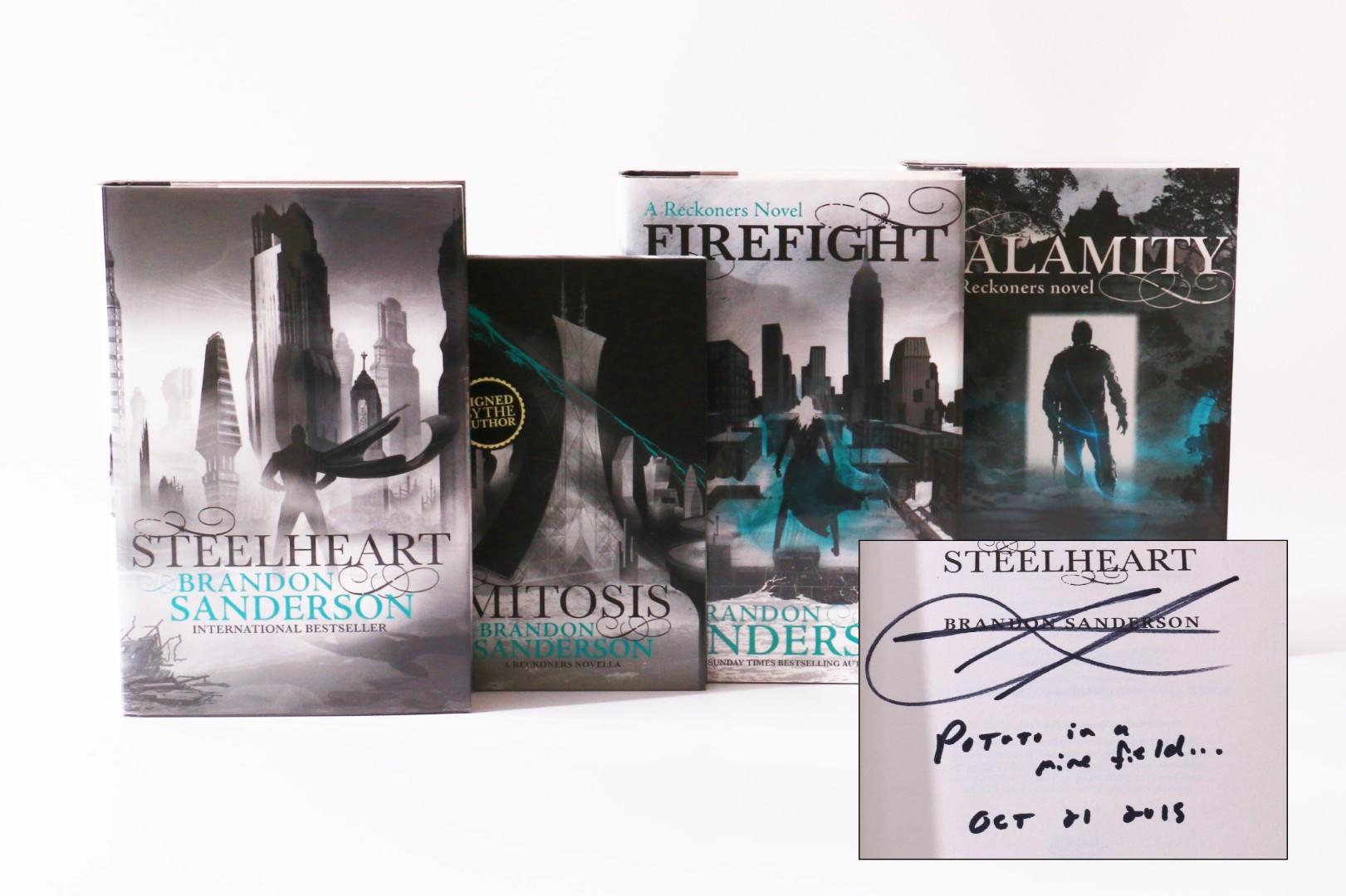 Brandon Sanderson - The Reckoners [comprising] Steelheart, Mitosis, Firefight and Calamity - Gollancz, 2013-2016, Signed Limited Edition.
