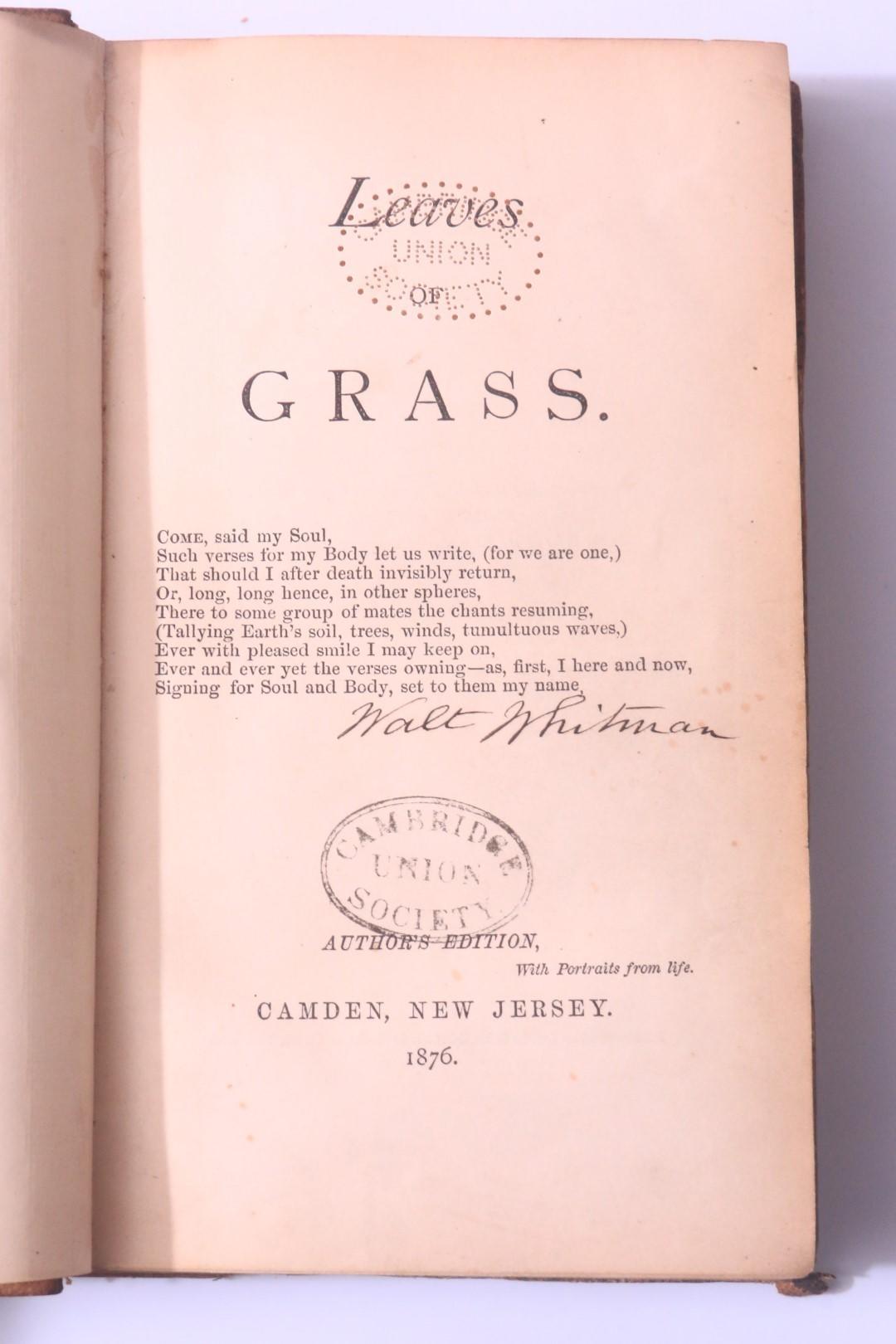 Walt Whitman - Leaves of Grass: Author's Edition - No Publisher, 1876, Signed Limited Edition.