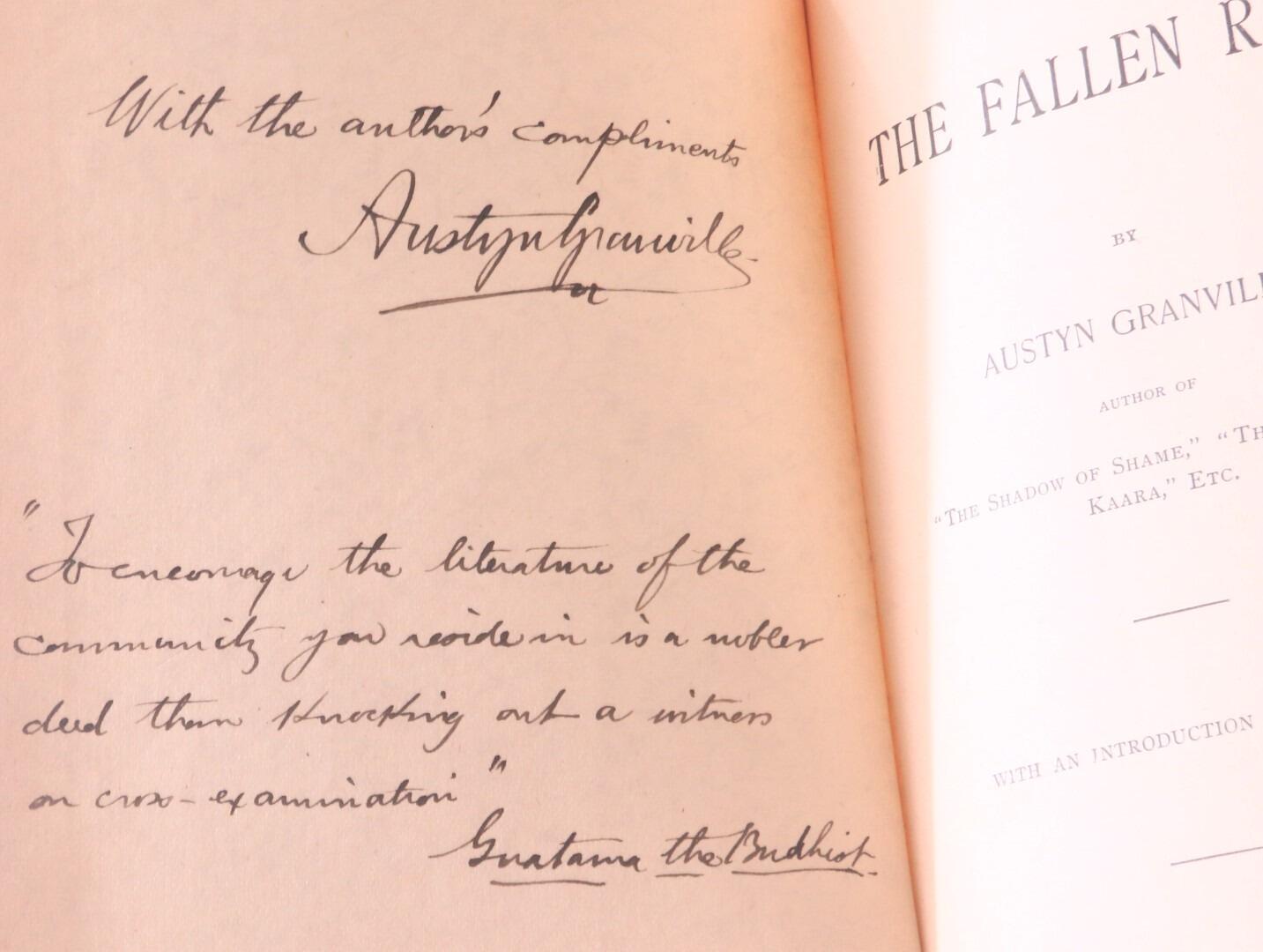 Austyn Granville - The Fallen Race - F.T. Neely, 1892, Signed First Edition.
