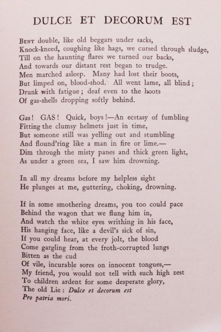 Wilfred Owen - Poems - Chatto & Windus, 1920, First Edition.