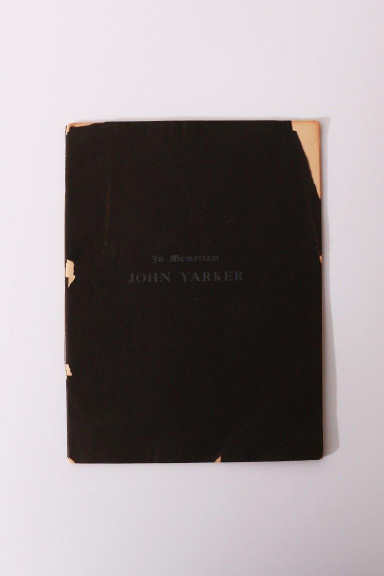 Aleister Crowley Interest - In Memoriam: John Yarker - None, n.d. [c1913], First Edition.