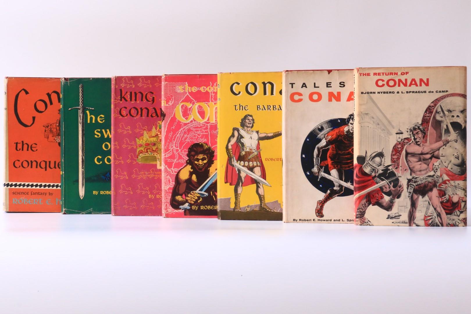Robert E. Howard, Bjorn Nyberg and L. Sprague De Camp. - The Conan Books [comprising] Conan the Conqueror, The Sword of Conan, The Coming of Conan, King Conan, Conan the Barbarian, Tales of Conan, and The Return of Conan. - Gnome Press, 1950-1957, First Edition.