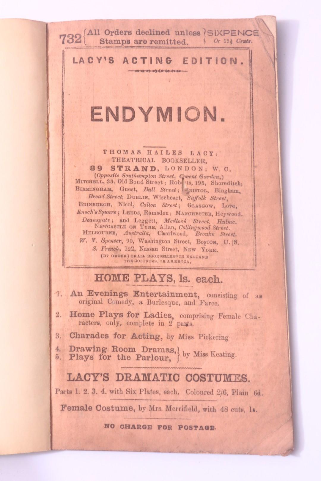 William Brough - Endymion, or, The Naughty Boy who Cried for the Moon : a Classical Mythological Extravaganza in One Act - Thomas Hailes Lacy, n.d. [1861?], Signed First Edition.