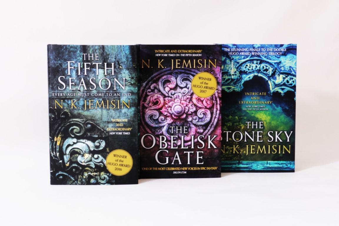 N.K. Jemisin - The Broken Earth Trilogy [comprising] The Fifth Season, The Obelisk Gate and The Stone Sky - Orbit, 2018, Signed Limited Edition.