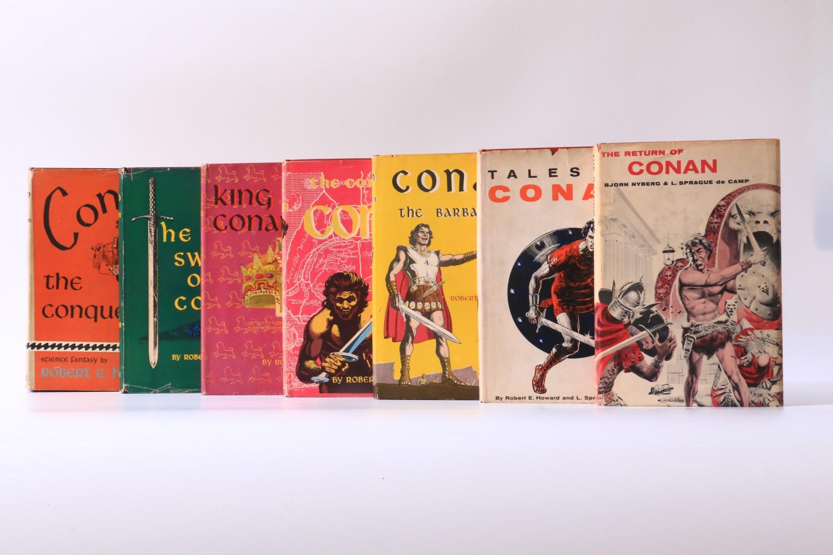 Robert E. Howard, Bjorn Nyberg and L. Sprague De Camp. - The Conan Books [comprising] Conan the Conqueror, The Sword of Conan, The Coming of Conan, King Conan, Conan the Barbarian, Tales of Conan, and The Return of Conan. - Gnome Press, 1950-1957, First Edition.