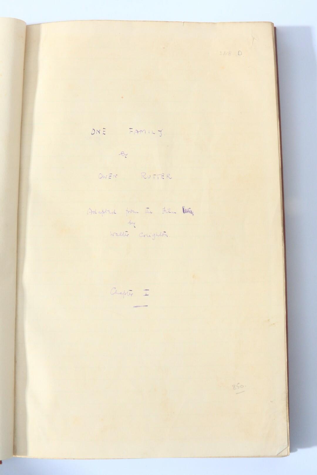 Owen Rutter - One Family Autograph Manuscript - No Publisher, 1930, Manuscript.