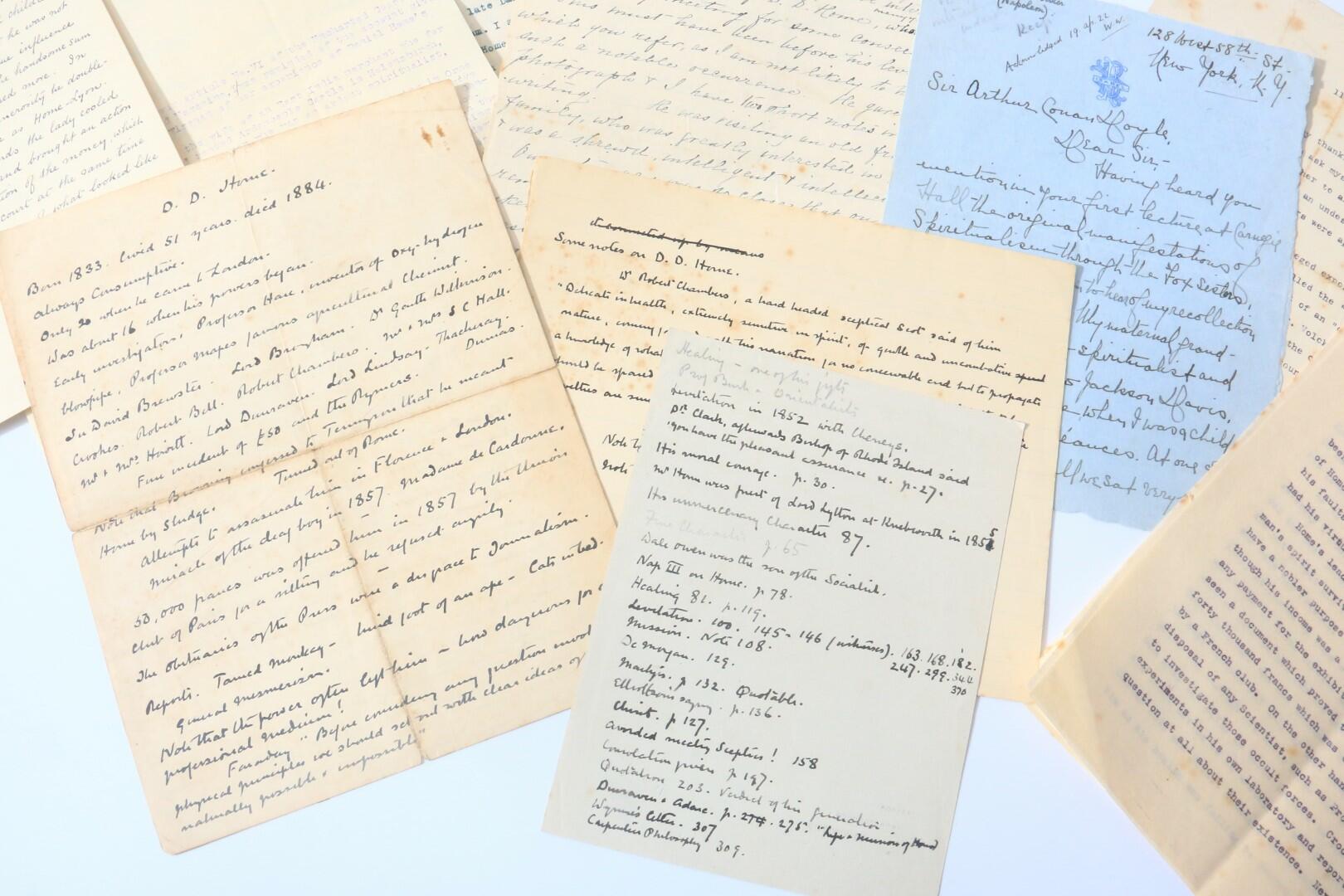 Arthur Conan Doyle - A Small Archive of Material Relating to Medium Daniel Dunglas Home - No Publisher, [c1917-1922], Manuscript. Signed