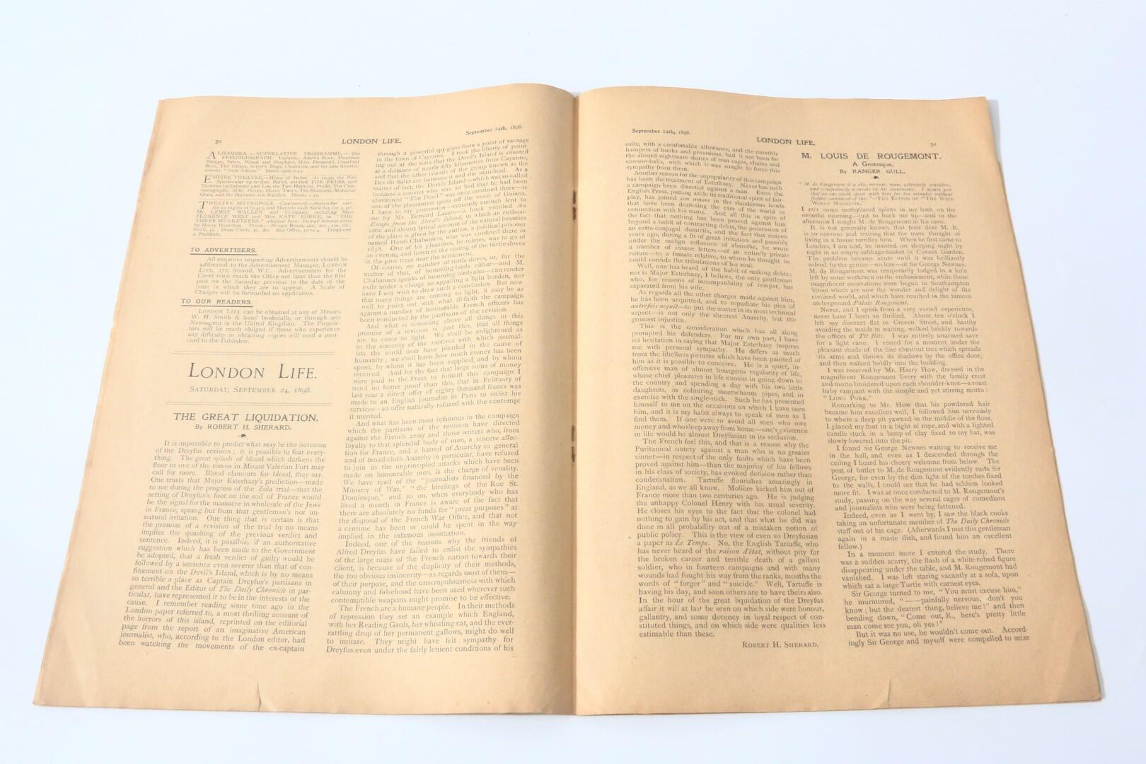 W.H. Scrivener [ed] - London Life [September 24, 1898, No 2 Vol 1.] - The Craven Publishing Company, 1898, First Edition.