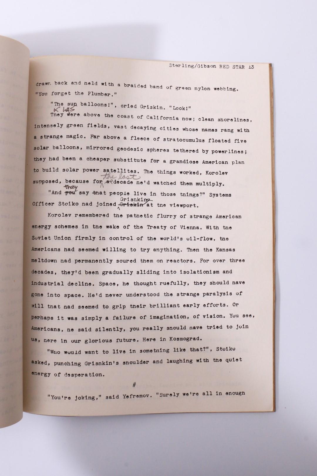 William Gibson & Bruce Sterling - Red Star, Winter Orbit - Typescript - , n.d. [c1983], Manuscript. Signed