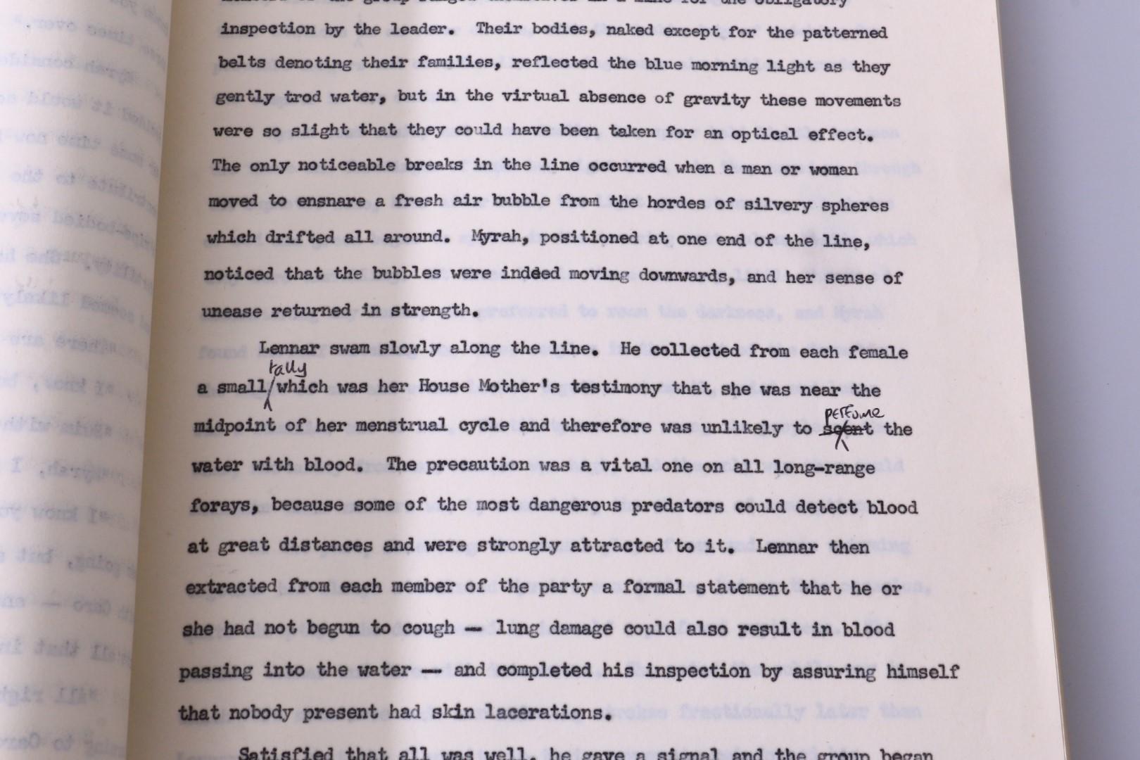 Bob Shaw - Typescript for Medusa's Children with Jacket Mock-Up and Editorial Amendments - Gollancz, 1976, Manuscript. Signed