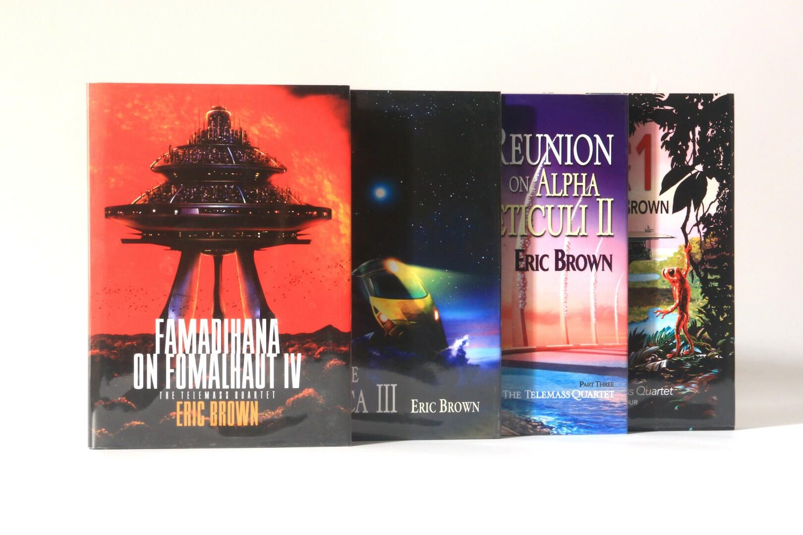 Eric Brown - The Telemass Quartet [comprising] Famadihana on Fomalhaut IV, Sacrifice on Spica III, Reunion on Alpha Reticuli II, Exalted on Bellatrix I - PS Publishing, 2014-2017, First Edition.