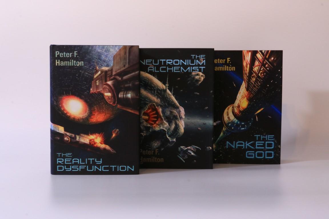 Peter F. Hamilton - Night's Dawn Trilogy [comprising] The Reality Dysfunction, The Neutronium Alchemist and The Naked God - The Illustrator's Copy - Subterranean Press, 2009-2012, Signed Limited Edition.