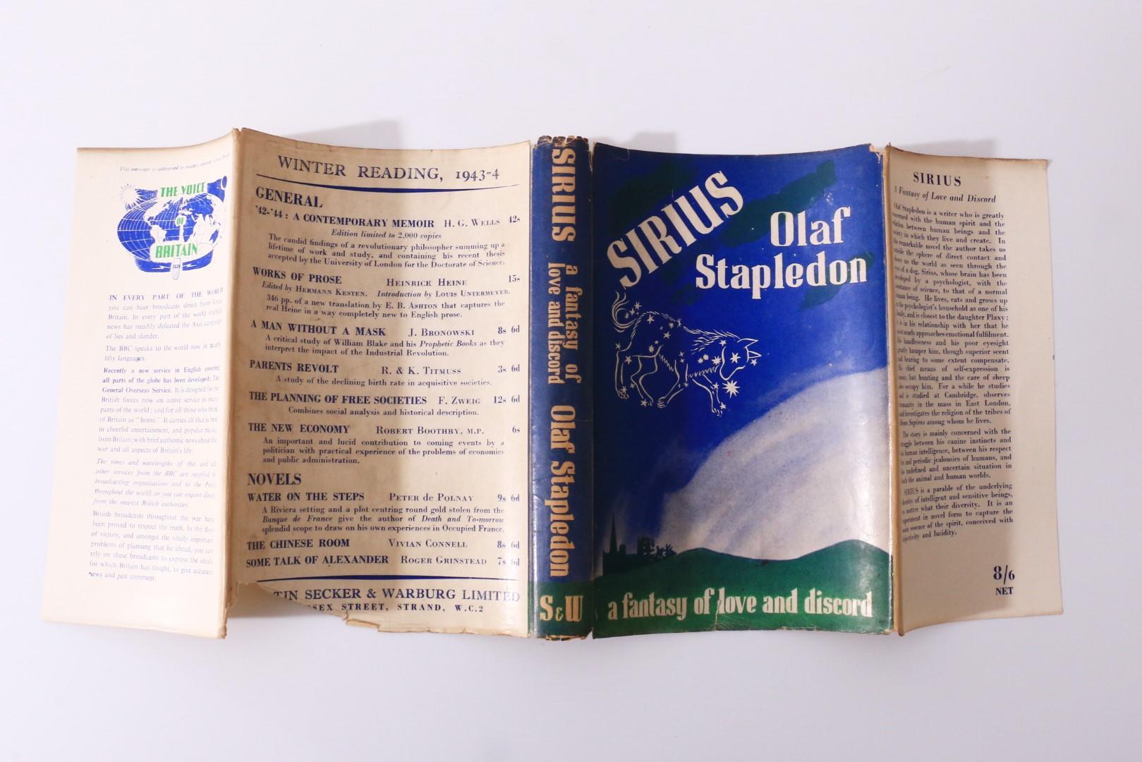 Olaf Stapledon - Sirius - Secker & Warburg, 1944, First Edition.