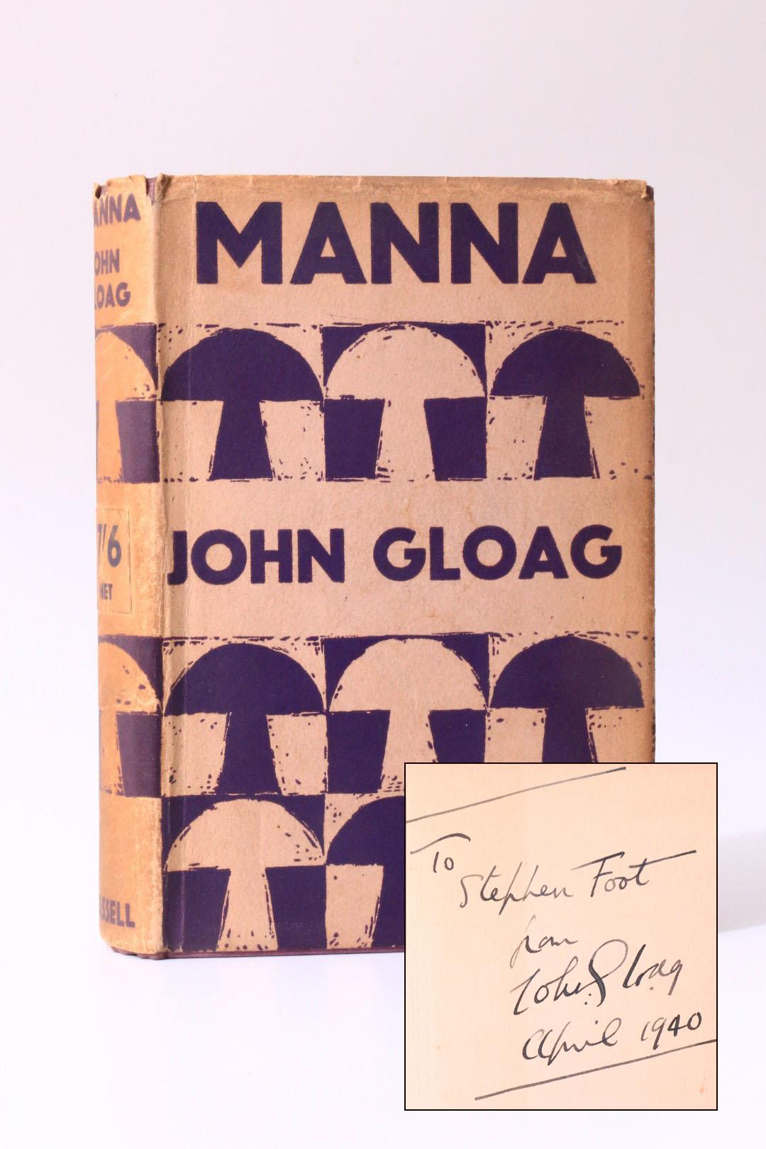 John Gloag - Manna - Cassell, 1940, Signed First Edition.