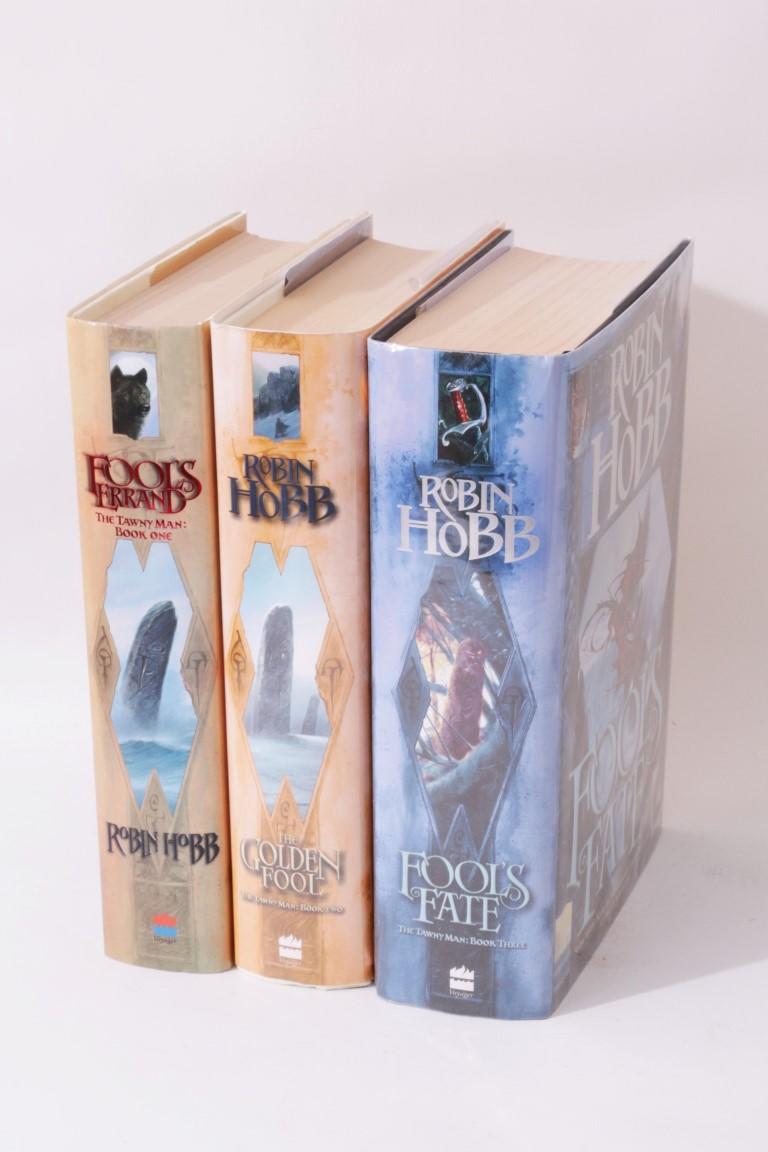 Robin Hobb - The Tawny Man [comprising] Fool's Errand, The Golden Fool and Fool's Fate - Voyager, 2001-2003, First Edition.  Signed