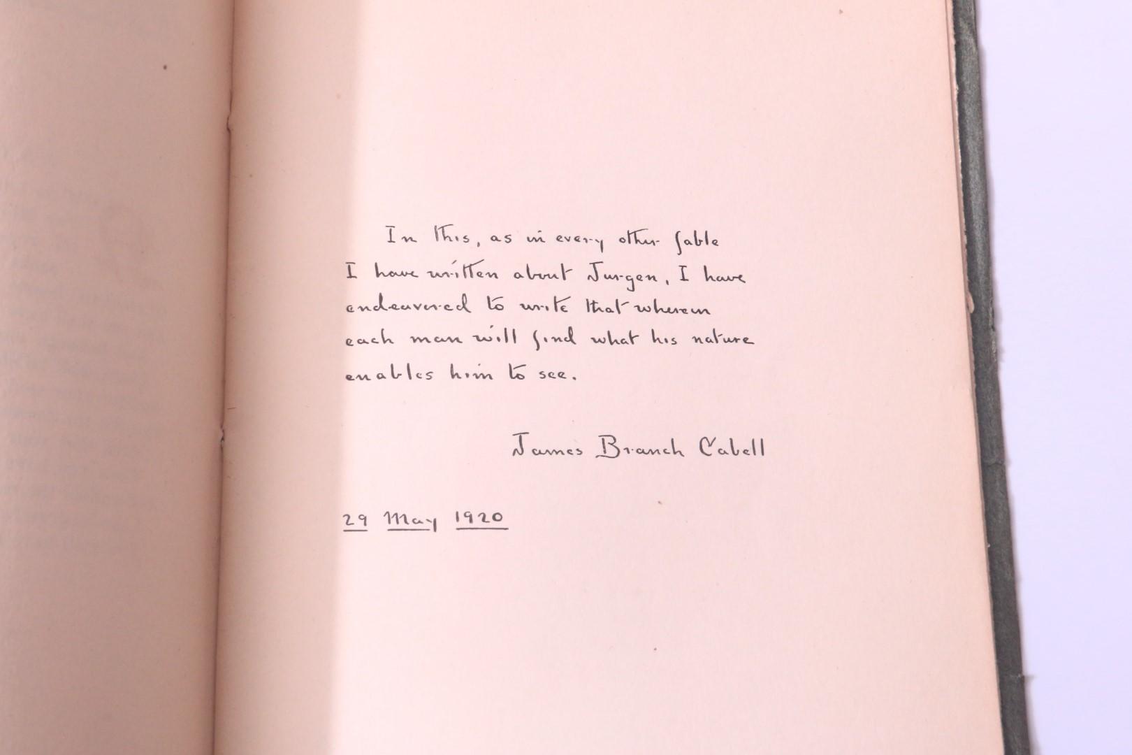 James Branch Cabell - The Judging of Jurgen - The Bookfellows, 1920, Signed First Edition.