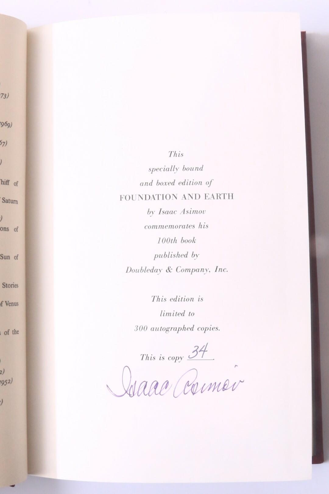 Isaac Asimov - Foundation and Earth - Doubleday, 1986, Signed Limited Edition.